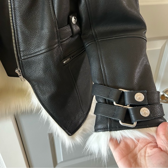 NWT Free People Overdrive Leather Fur Moto Jacket - Picture 6 of 10